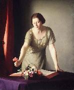 William McGregor Paxton Girl Arranging Flowers Germany oil painting artist
